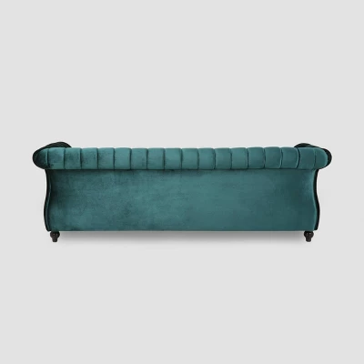 Bowie Modern Glam Velvet Sofa Teal - Christopher Knight Home - Image 5