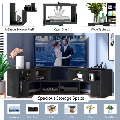 Costway 3 Pcs TV Stand For TV's Up To 65'' Console Entertainment Center Bookcase Shelves - Image 6