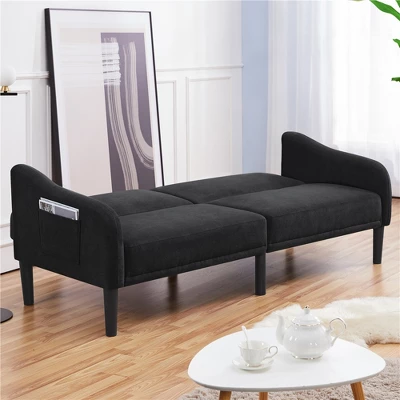 Yaheetech Upholstered Convertible Sofa Bed Futon With Adjustable Split Back - Image 5