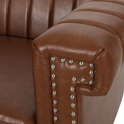 Drury Contemporary Channel Stitch 3 Seater Sofa With Nailhead Trim - Christopher Knight Home - Image 6