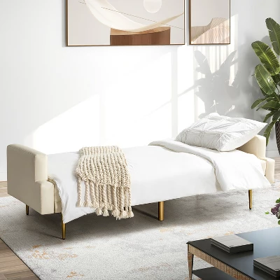 Lanna 76"Wide Vegan Leather Modern Style Convertible Futon Sofa Bed For Living Room Guest Bedroom | ARTFUL LIVING DESIGN