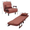 Costway Convertible Sofa Bed Folding Arm Chair Sleeper Leisure Recliner-Brown