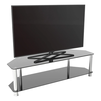 Glass Shelves TV Stand For TVs Up To 65" - Silver/Black - Image 3