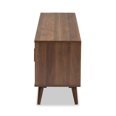 Quinn 2 Door Wood TV Stand For TVs Up To 75" Walnut/White - Baxton Studio - Image 3