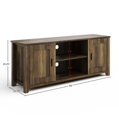 Lavish Home 65-inch TV Stand With 2 Doors, Adjustable Media Console Shelves, And Cable Management, Brown Woodgrain