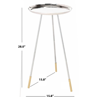 Calix Tri Leg Contemporary Glam Side Table - Silver/Gold - Safavieh - Image 2