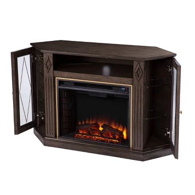 Stonstian Fireplace With Media Storage Brown/Gold - Aiden Lane - Image 9
