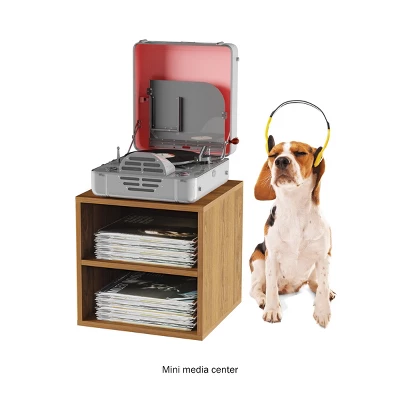 Hastings Home 2-Shelf Cube End Table, Brown - Image 3