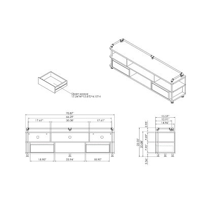 Nanum Multi Storage TV Stand For TVs Up To 70" Reclaimed Oak - MiBasics - Image 7