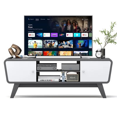 Tangkula Mid Century TV Stand For TVs Up To 55" Media Console Table Sliding Door - Image 8