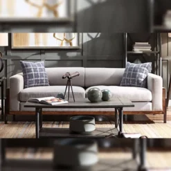 91" Pelton Sofa Fabric/Walnut - Acme Furniture