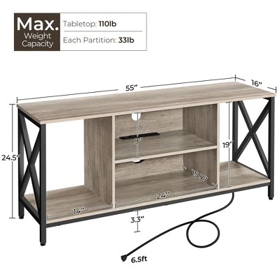 Yaheetech Industrial TV Stand TV Console With Storage - Image 2