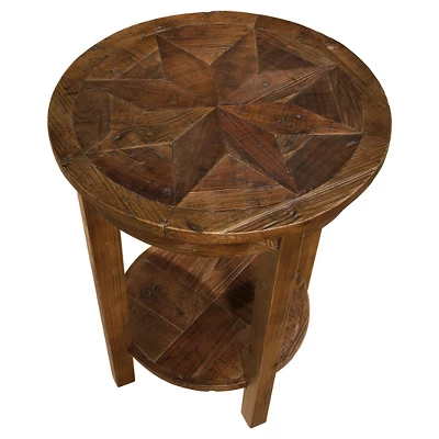 Round End Table Reclaimed Wood Natural - Alaterre Furniture