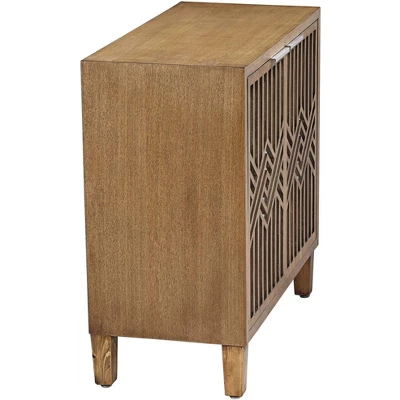 55 Downing Street Mason 33 3/4 Wide Oak Wood And Mirrored 2-Door Cabinet - Image 6