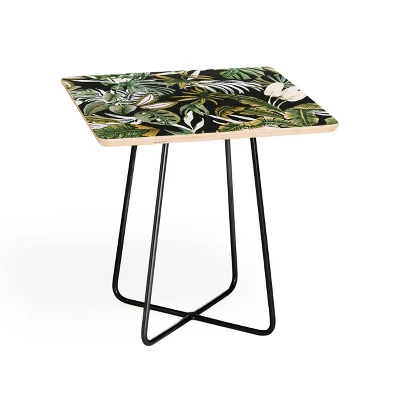 Marta Barragan Camarasa Dark Watercolor Jungle Side Table Black - Deny Designs