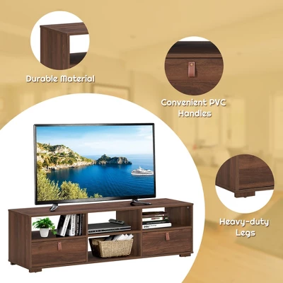 Costway TV Stand Entertainment Media Center Console For TV's Up To 60'' W/Drawers WalnutBlack - Image 6