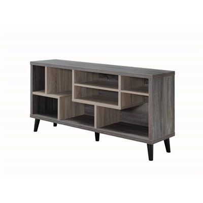 Nahmene Wood TV Stand In Distressed Gray And Taupe - Furniture Of America - Image 2
