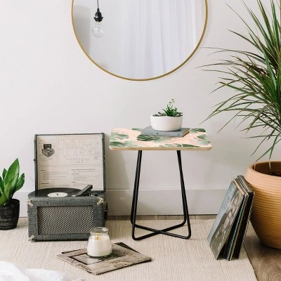 Iveta Abolina Bohemian Monstera Side Square Table Black - Deny Designs