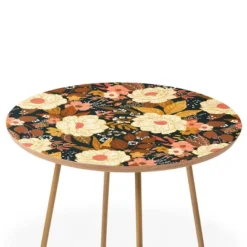 Avenie Boho Floral Autumn Side Round Table - Deny Designs