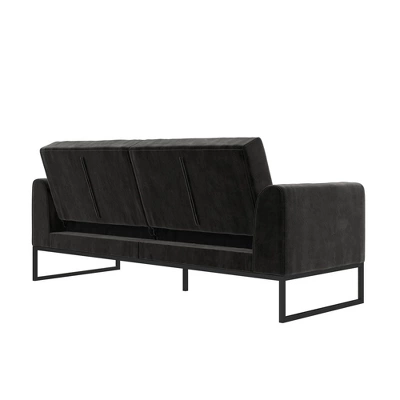 Adley Velvet Fabric Coil Futon With Metal Base - CosmoLiving By Cosmopolitan - Image 7