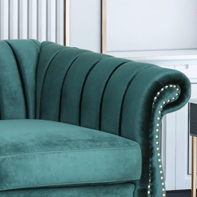 Bowie Modern Glam Velvet Sofa Teal - Christopher Knight Home - Image 2