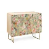 Ninola Design Countryside Colorful Plants Credenza Green/Gold - Deny Designs