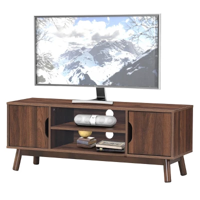 Tangkula TV Stand Storage Media Console For TV’s Up To 50’’ Wooden Entertainment Center W/Shelves Brown/Black/White - Image 6