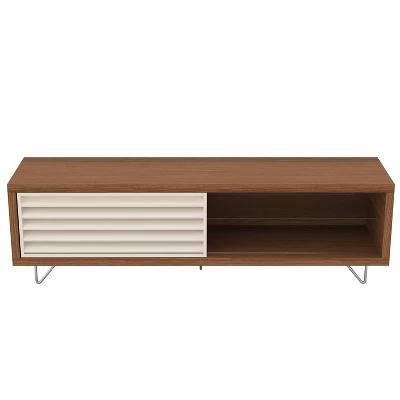 Door Wooden 2 Open Compartments TV Stand For TVs Up To 70" - Brown/White - The Urban Port