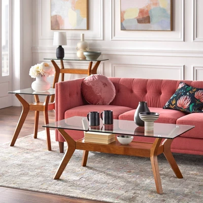 Fontana Glass Top End Table Walnut - Buylateral - Image 2