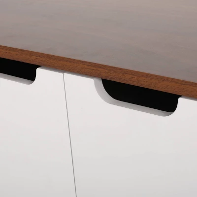 Pickfair Mid-Century Modern 2 Door Cabinet Walnut/White - Christopher Knight Home - Image 3