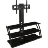 Mount-It! TV Stand With Mount And Storage Shelves | Entertainment Center Fits 32 To 60 Inch Screens | VESA 100x100 To 600x400 | Glass Shelving
