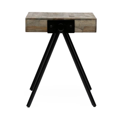 Gurley Handcrafted Modern Industrial Mango Wood Side Table Gray/Black - Christopher Knight Home - Image 2