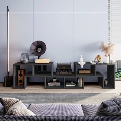 Costway 3 Pcs TV Stand For TV's Up To 65'' Console Entertainment Center Bookcase Shelves - Image 4