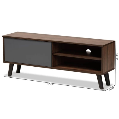 Mallory Two-Tone Wood TV Stand For TVs Up To 50" Gray/Walnut - Baxton Studio - Image 7