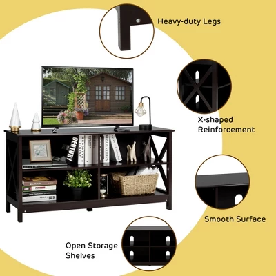 Costway TV Stand Entertainment Media Center For TV's Up To 55'' W/ Storage Shelves Brown/Gray/White - Image 9