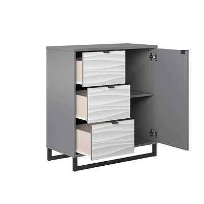 Maddock 1 Door 3 Drawer Accent Cabinet With Faux Wave Pattern Graphite - Room & Joy - Image 5