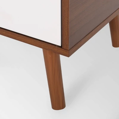 Pickfair Mid-Century Modern 2 Door Cabinet Walnut/White - Christopher Knight Home - Image 4