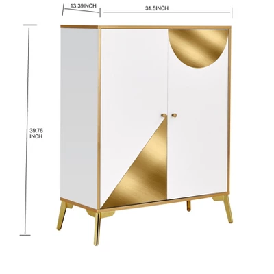Modern Elegant Storage Cabinet, Gold+White - ModernLuxe - Image 2