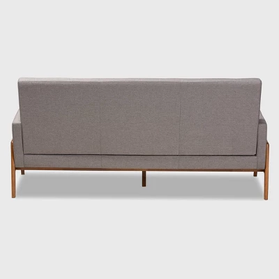 Perris Upholstered Wood Sofa Light Gray/Walnut - Baxton Studio - Image 3