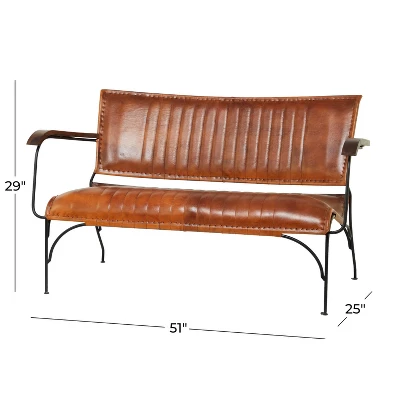 Vintage Leather Loveseat Brown - Olivia & May - Image 3