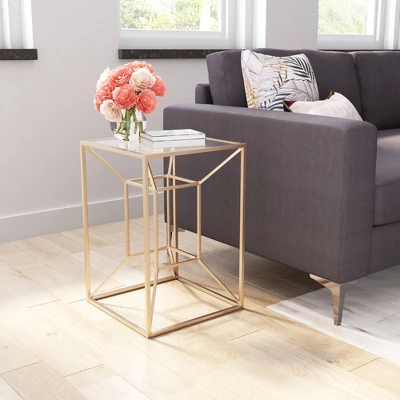 Caine Side Table Clear/Gold - ZM Home - Image 3