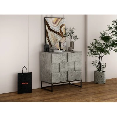 Adams 2-doors Cement Gray Cabinet With 1 Adjustable Inner Shelves - The Pop Maison - Image 2