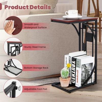 Costway 1PC2 PCS C-Shaped Side Sofa Narrow Snack Table For Living Room Bedroom Small Space - Image 6