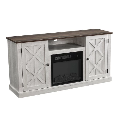 54" TV Stand For TVs Up To 60" With Electric Fireplace Saw Cut Off White - Home Essentials - Image 8