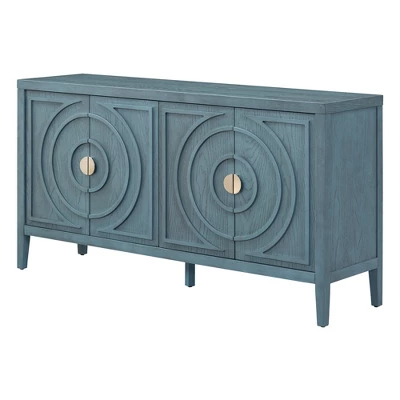 Retro 60" Sideboard With Circular Groove Design And Round Metal Handle-ModernLuxe - Image 8