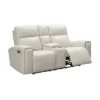 Karina Leather Power Reclining Console Loveseat With Power Headrests Ivory - Abbyson Living