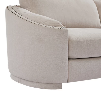 Stylish Sofa With Semilunar Arm, Rivet Detailing, And Solid Frame-ModernLuxe - Image 9