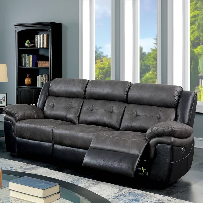 Melio Sofa With 2 Powered Recliners Gray/Black - HOMES: Inside + Out