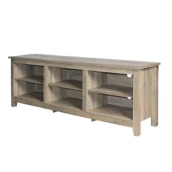 Better Home Products Noah Wooden 70 TV Stand With Open Storage Shelves In Gray