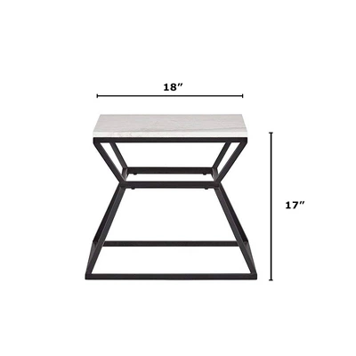 17" Audrey Marble Side Table High Black - Adore Decor - Image 4